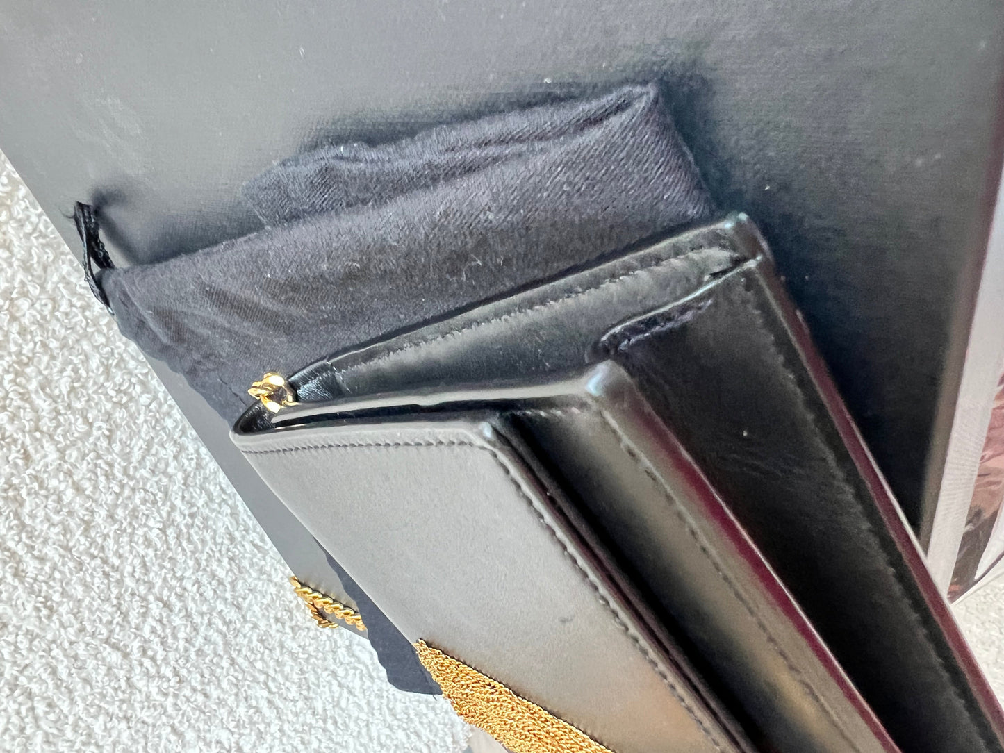 Yves Saint Laurent (YSL) Black Kate Tassel Chain Wallet Gold Hardware (RRP £1,440)