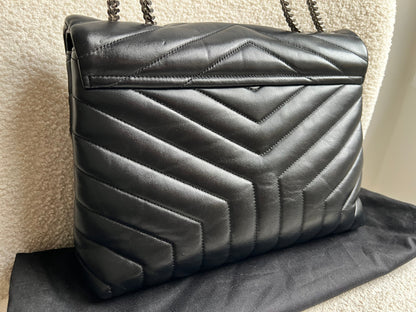 Yves Saint Laurent (YSL) Medium Black Lou Lou Silver Hardware