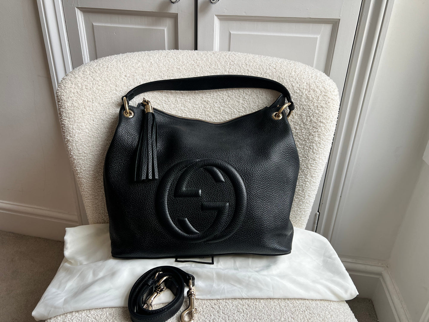 Gucci Soho Large Hobo in Black Pebbled Calfskin