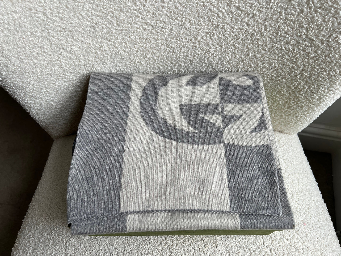 Gucci Grey GG Wool Scarf