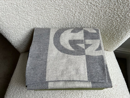Gucci Grey GG Wool Scarf