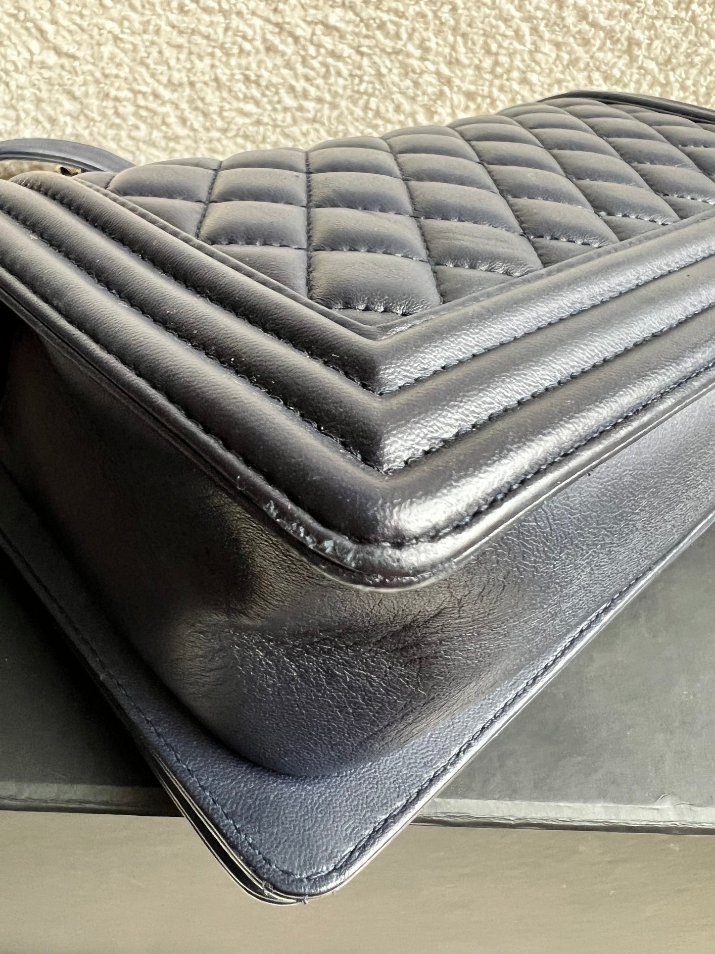 Chanel Navy Blue Lambskin Medium Boy Bag (RRP £5800)
