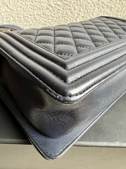 Chanel Navy Blue Lambskin Medium Boy Bag (RRP £5800)