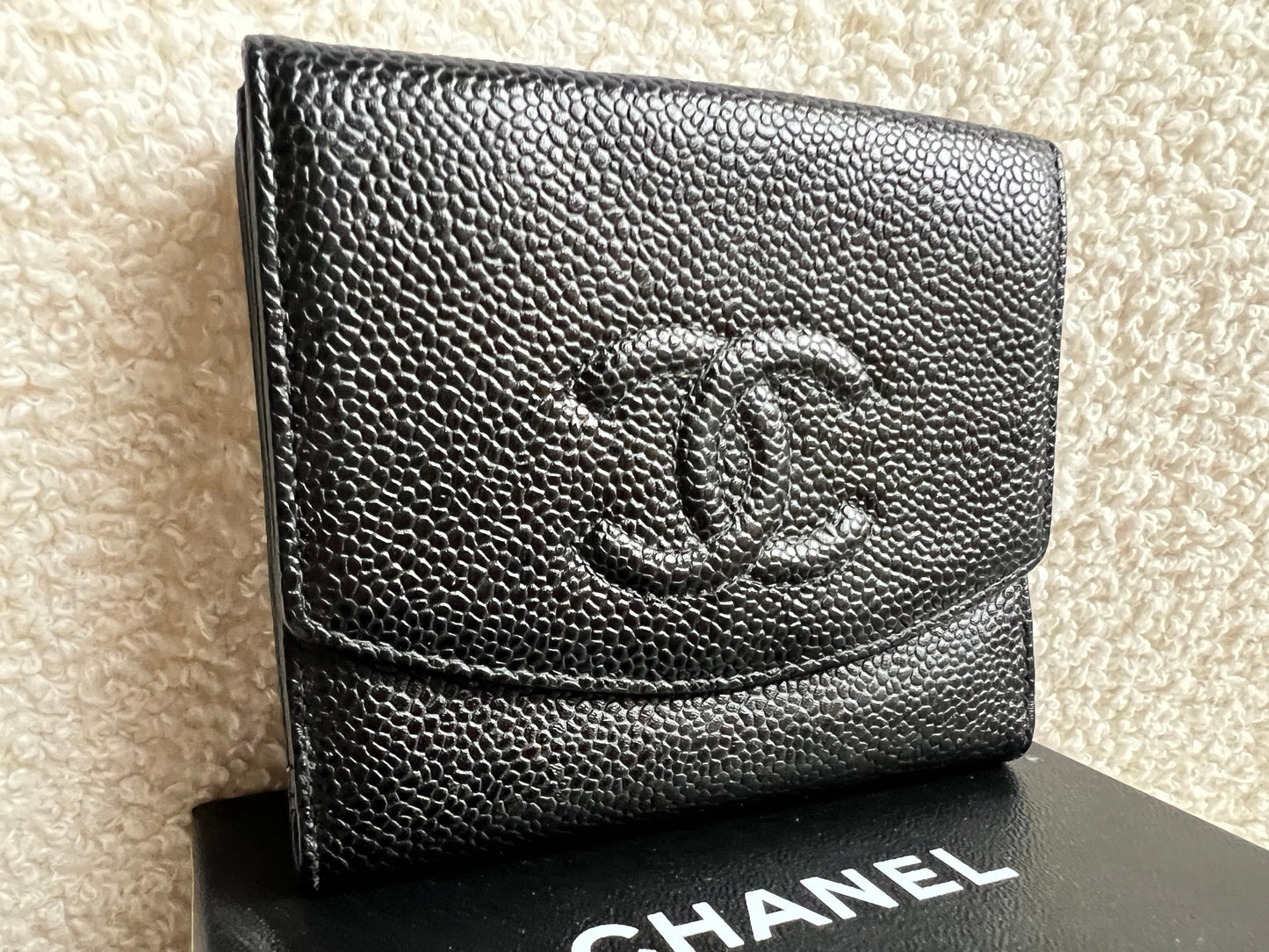 Chanel Black Caviar Timeless Small French Bifold Wallet