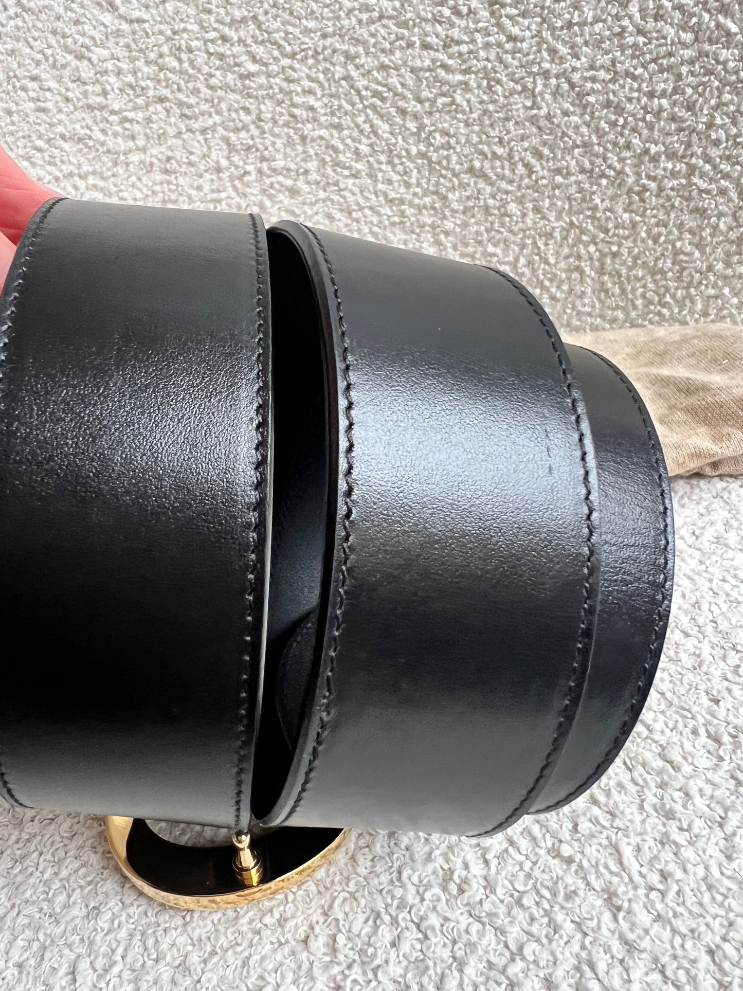 Gucci GG Marmont Black Wide Leather Belt with Shiny Gold Buckle (RRP £410)