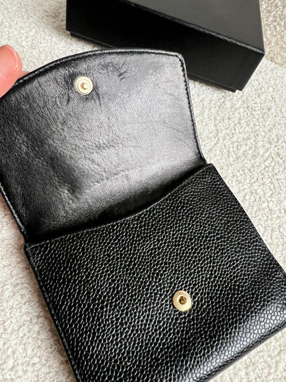 Chanel Black Caviar Timeless Small French Bifold Wallet