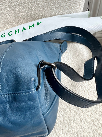 Longchamp Blue Leather Pliage Mini Backpack (RRP £320)