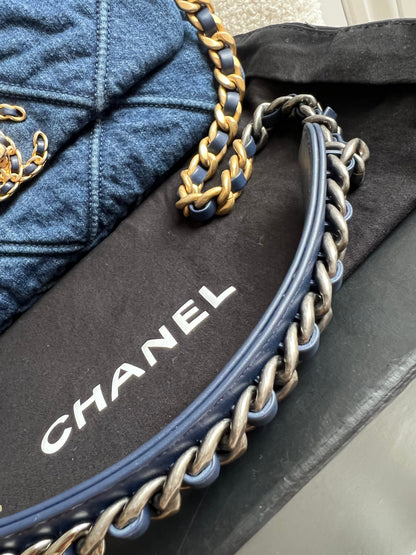 Chanel Small 19 in Blue Denim