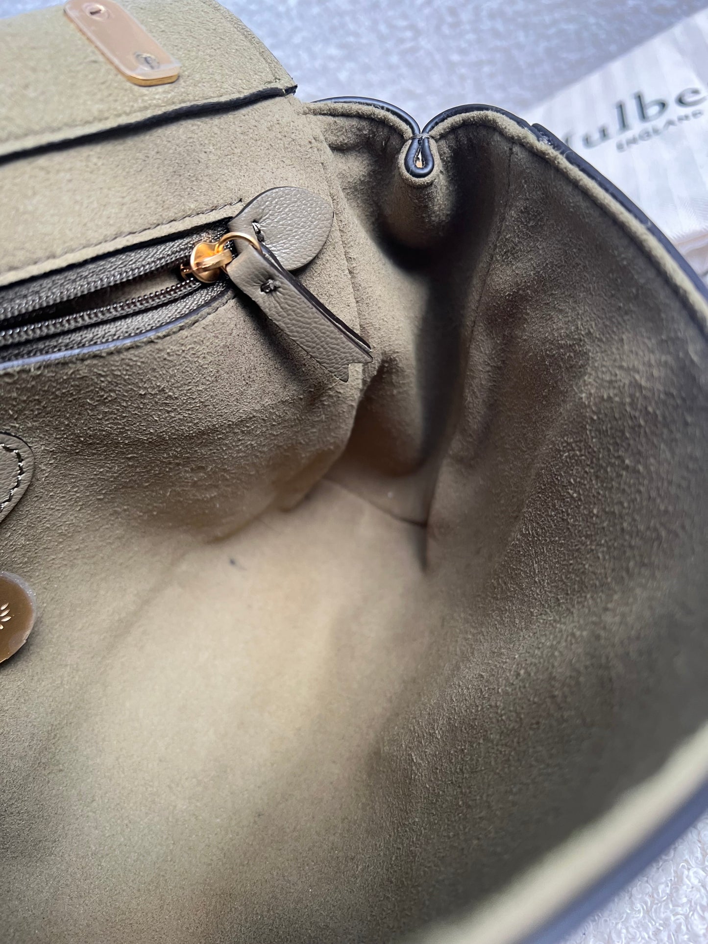 Mulberry Linen Regular Lily with Gold Hardware (RRP £995)