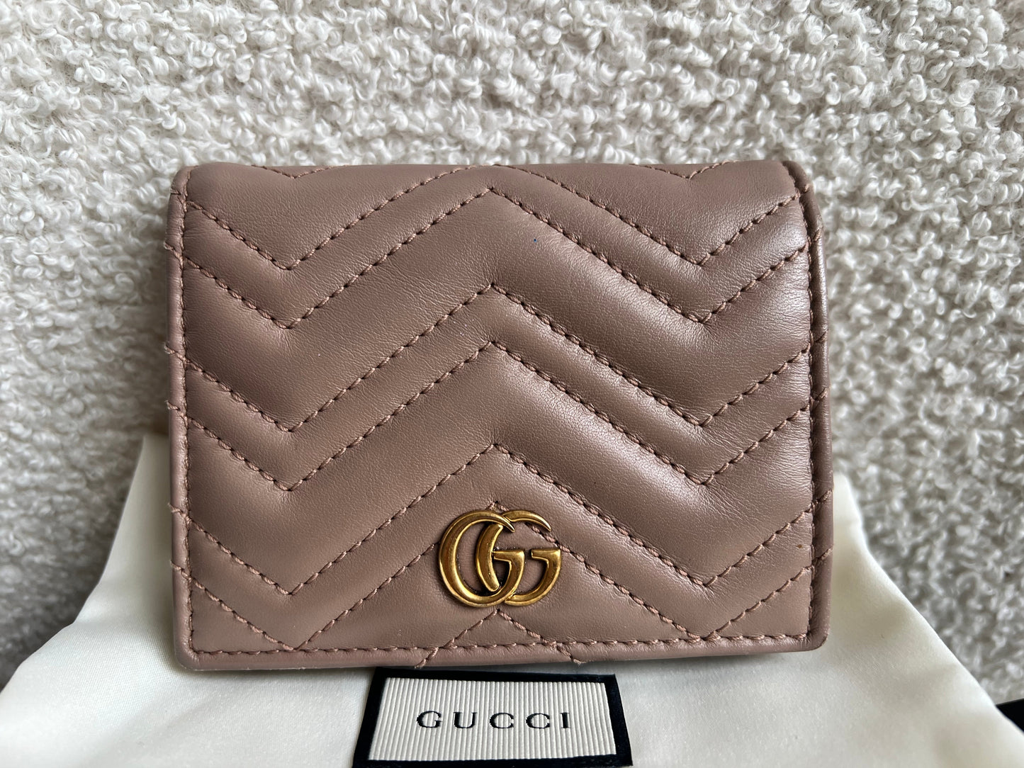 Gucci GG Dusty Pink Marmont Matelassé Card Case Wallet (RRP £410)