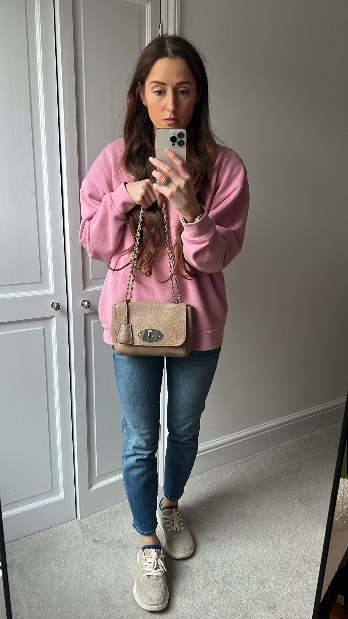 Mulberry Mushroom Grey Regular Lily with Silver Hardware (RRP £995)