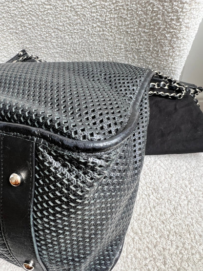 Chanel Black Perforated Up in the Air Tote Retro