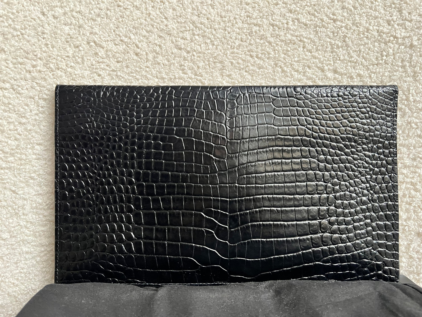 Yves Saint Laurent (YSL) Black Croc Uptown Pouch Clutch (RRP £580)