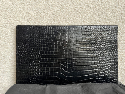 Yves Saint Laurent (YSL) Black Croc Uptown Pouch Clutch (RRP £580)