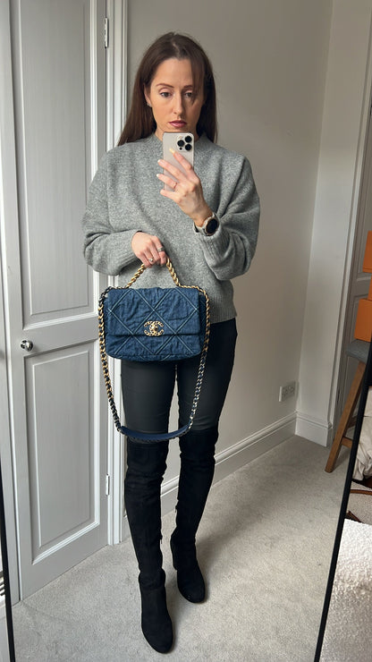 Chanel Small 19 in Blue Denim