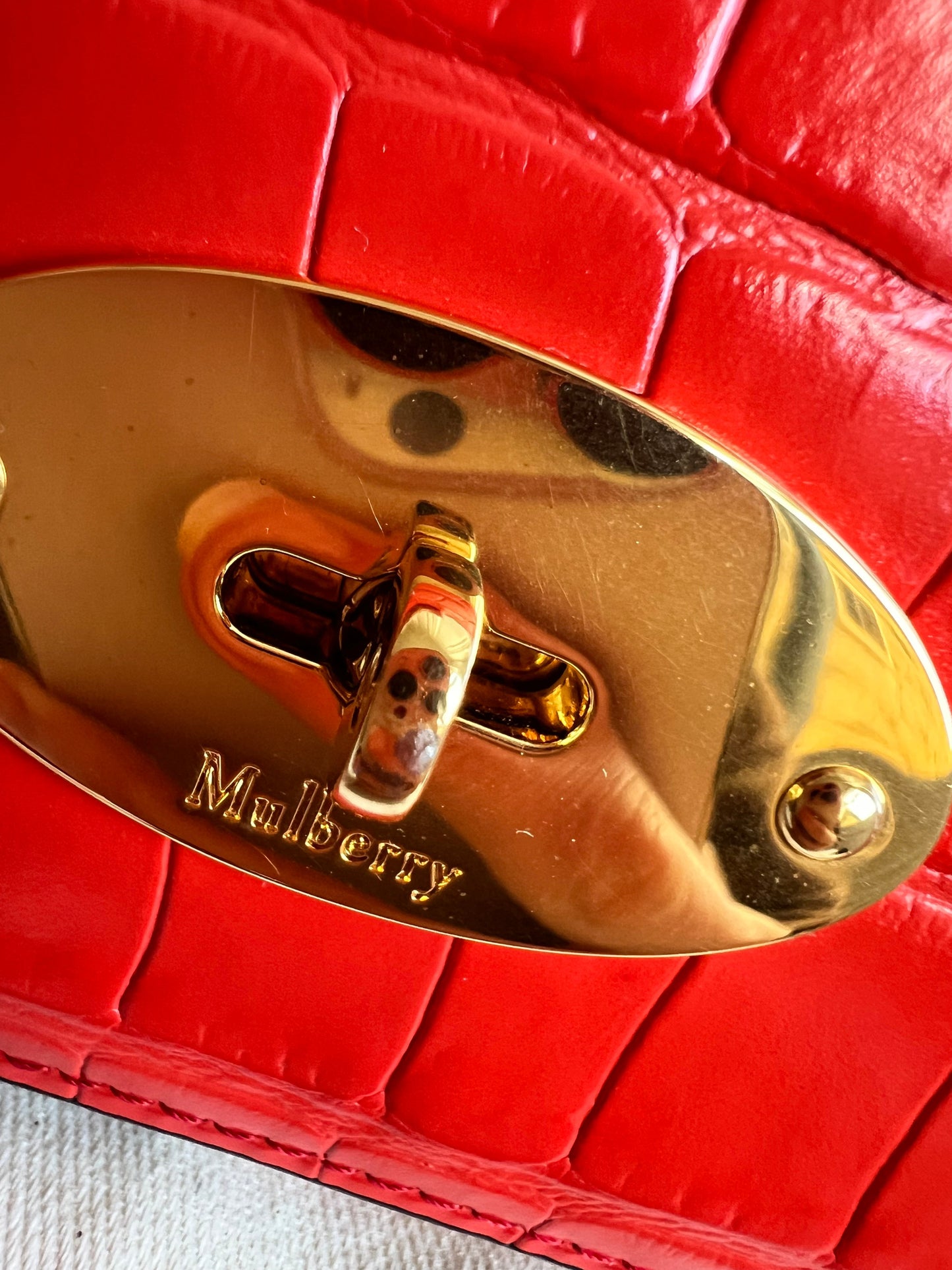 Mulberry Red Croc Small Darley Satchel  (RRP £599)