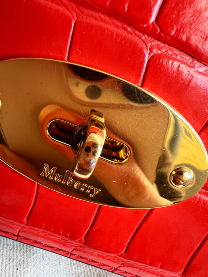 Mulberry Red Croc Small Darley Satchel  (RRP £599)