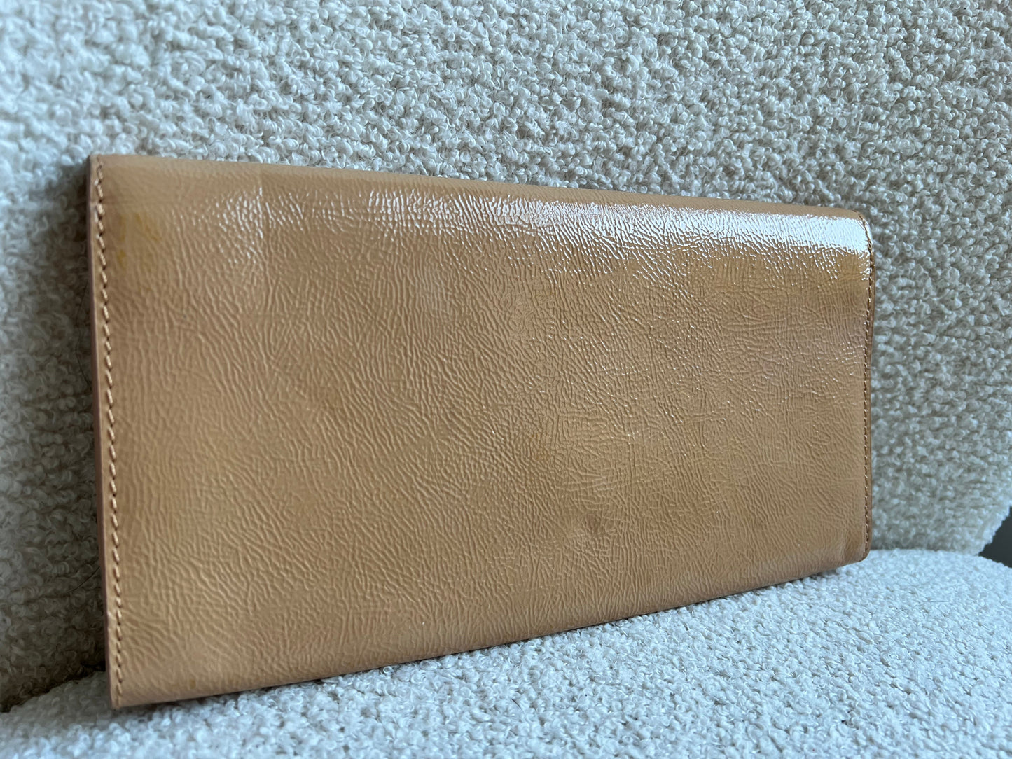 Yves Saint Laurent (YSL) Beige Patent Belle de Jour Clutch