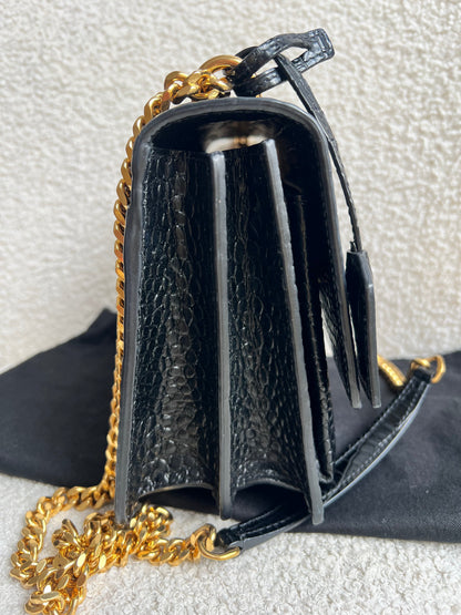 Yves Saint Laurent (YSL) Black Croc Medium Sunset with Gold Hardware (RRP £2,230)
