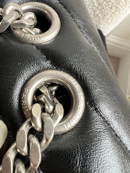 Yves Saint Laurent (YSL) Medium Black Lou Lou Silver Hardware