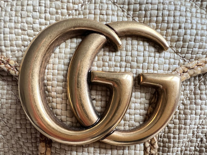 Gucci GG Beige Raffia Marmont Small Shoulder Bag (RRP £1,570)