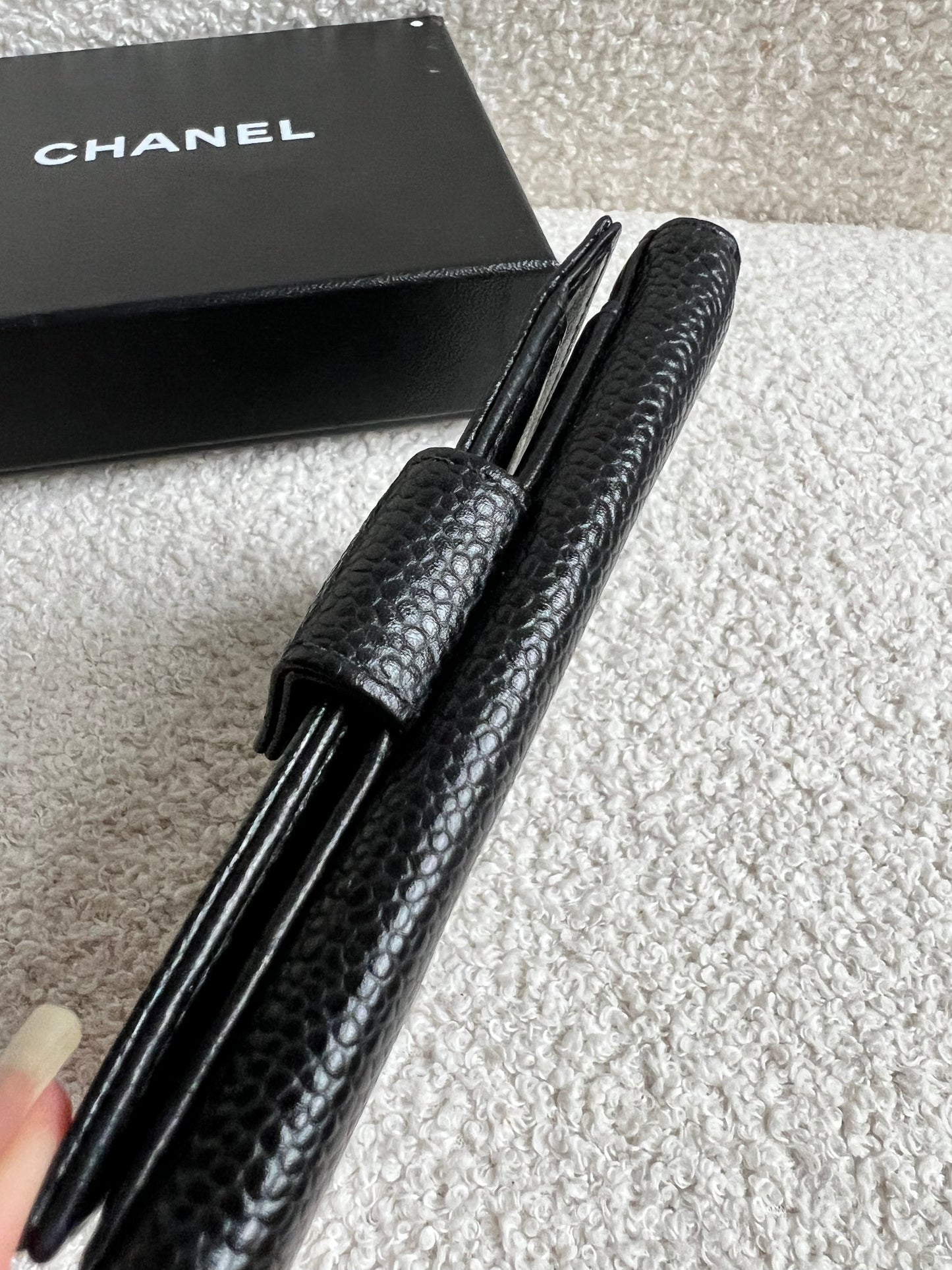 Chanel Black Caviar Timeless Small French Bifold Wallet