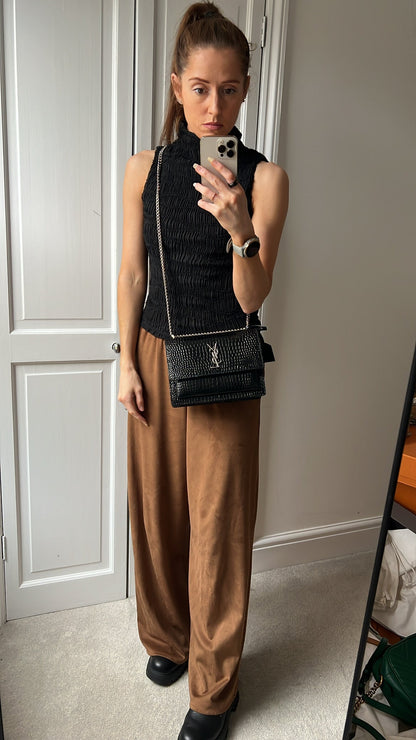 Yves Saint Laurent (YSL) Black Croc Medium Sunset with Silver Hardware (RRP £2,200)