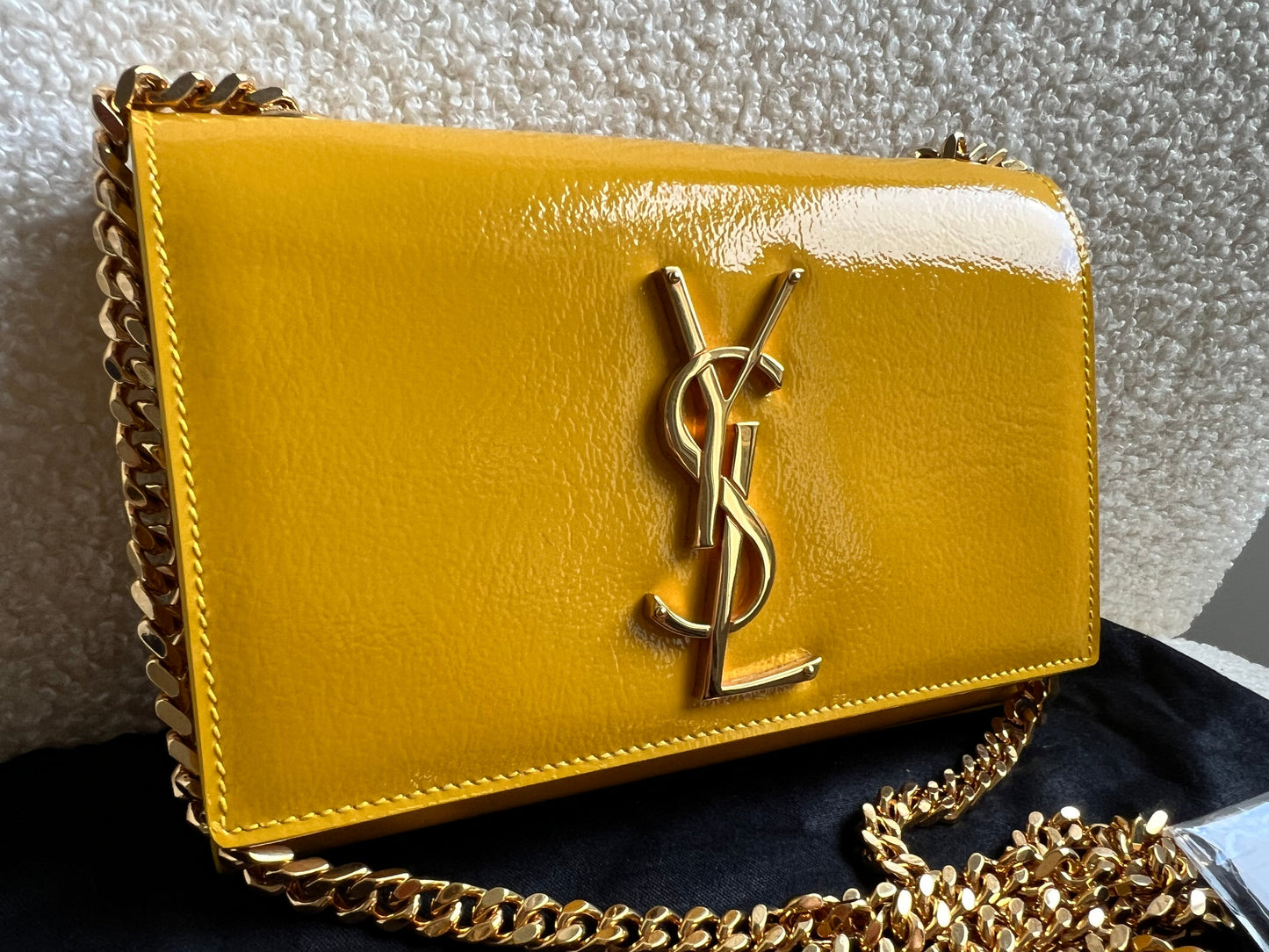Yves Saint Laurent (YSL) Small Kate Yellow Patent with Gold Hardware (RRP £1,440)