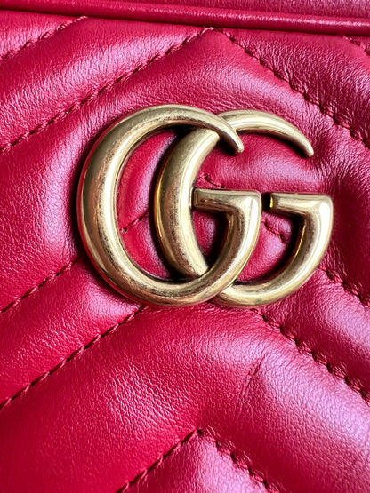 Gucci GG Hibiscus Red Marmont Mini Shoulder Bag (RRP £1360)