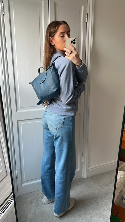 Longchamp Blue Leather Pliage Mini Backpack (RRP £320)