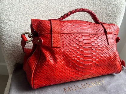 Mulberry Flame Red Silky Snake Print Regular Alexa (RRP £1100)