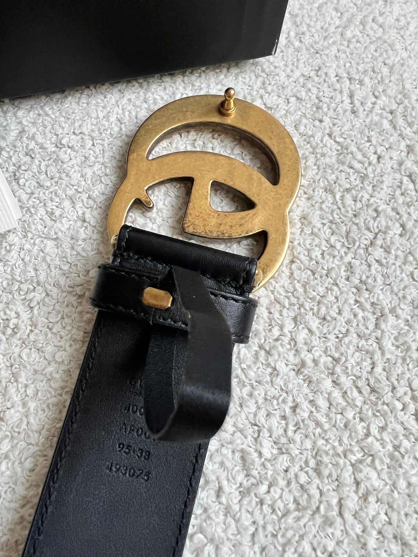 Gucci GG Marmont Black Wide Leather Belt with Shiny Gold Buckle (RRP £410)