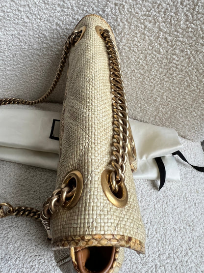 Gucci GG Beige Raffia Marmont Small Shoulder Bag (RRP £1,570)