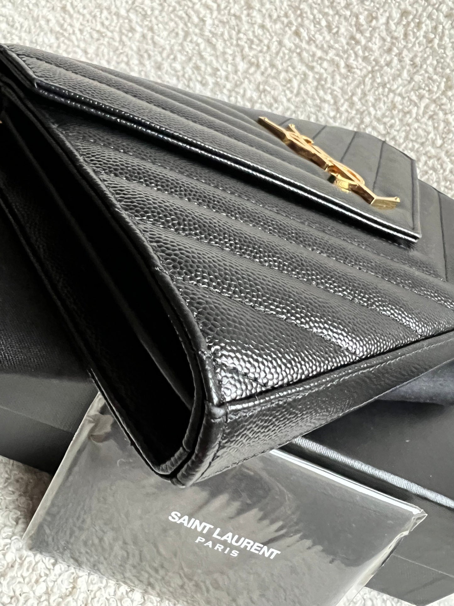 Yves Saint Laurent (YSL) Black Cassandre Envelope Chain Wallet (RRP £1,200)