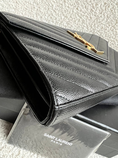 Yves Saint Laurent (YSL) Black Cassandre Envelope Chain Wallet (RRP £1,200)