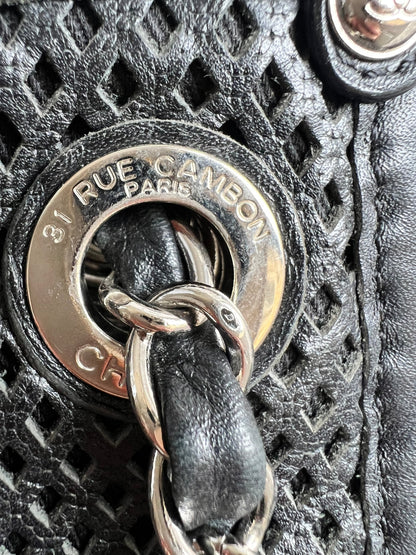 Chanel Black Perforated Up in the Air Tote Retro