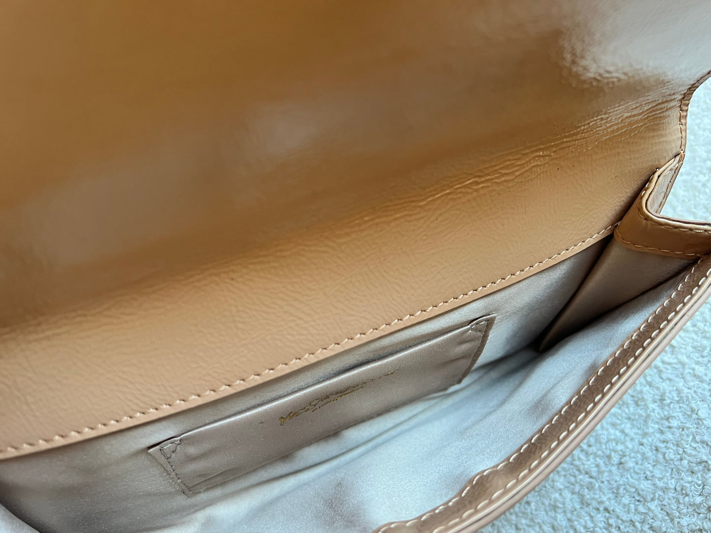Yves Saint Laurent (YSL) Beige Patent Belle de Jour Clutch