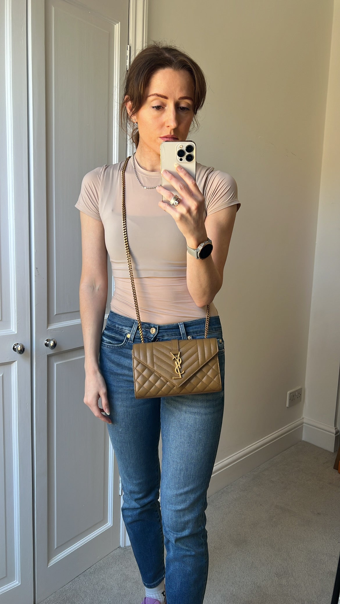Yves Saint Laurent (YSL) Beige Small Envelope Bag (RRP £1,940)