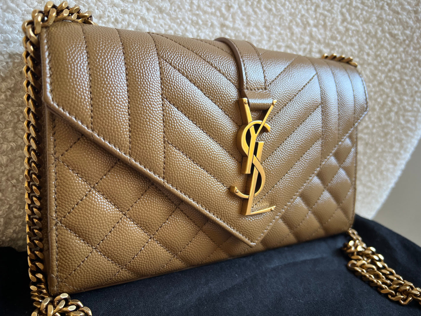 Yves Saint Laurent (YSL) Beige Small Envelope Bag (RRP £1,940)