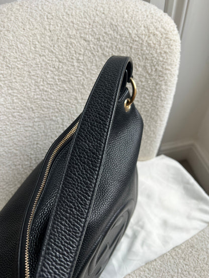 Gucci Soho Large Hobo in Black Pebbled Calfskin