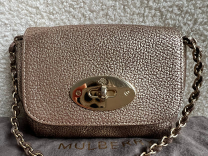 Mulberry Metallic Mushroom Mini Lily with gold Hardware