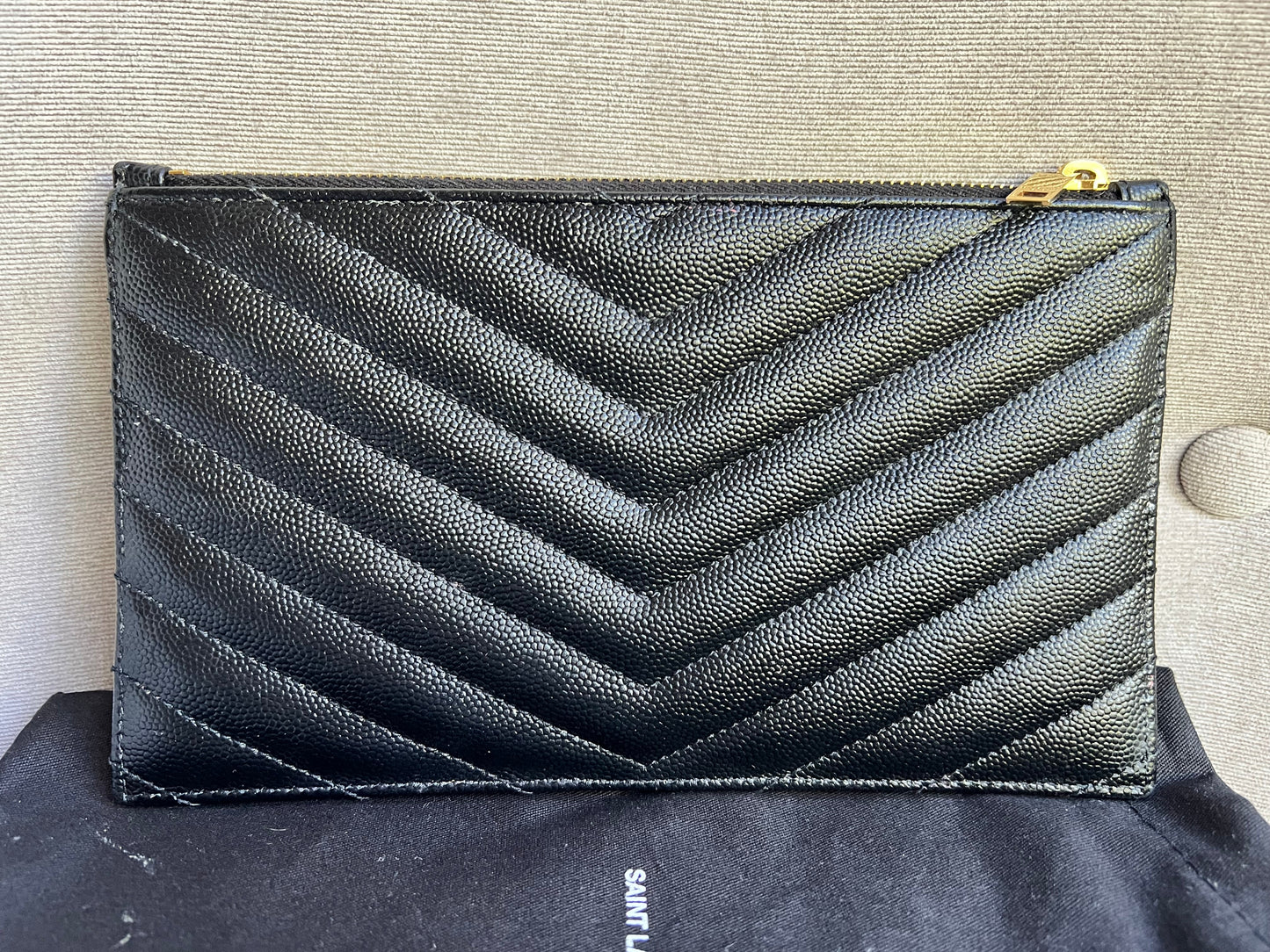 Yves Saint Laurent (YSL) Black Cassandra Zip Pouch (RRP £365)