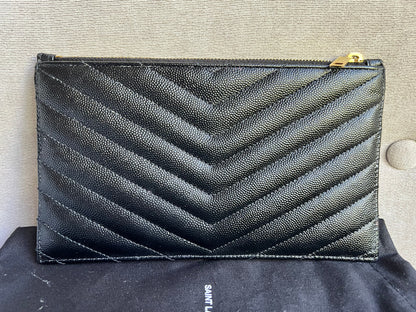 Yves Saint Laurent (YSL) Black Cassandra Zip Pouch (RRP £365)