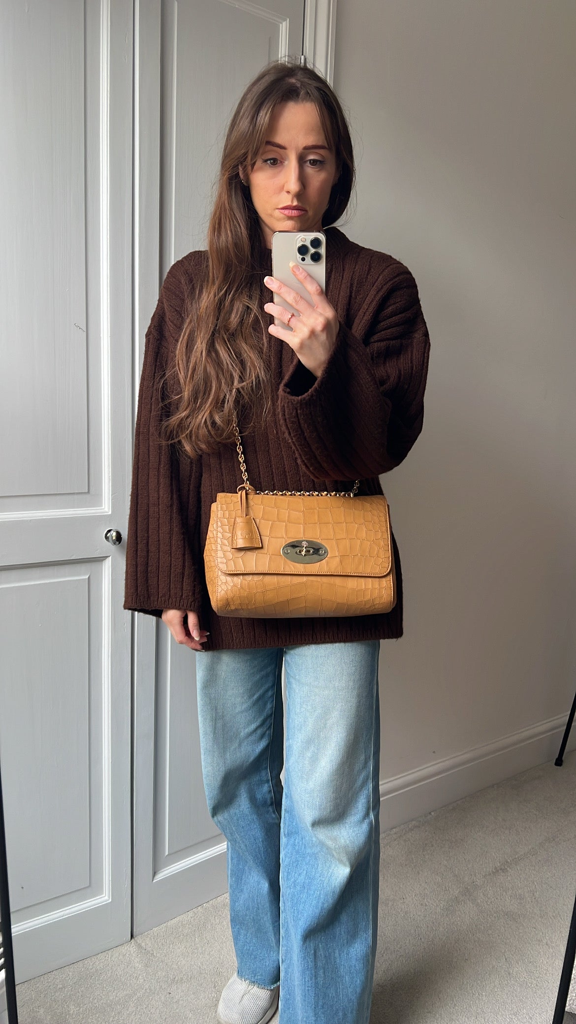Mulberry Biscuit Brown Croc Medium Lily