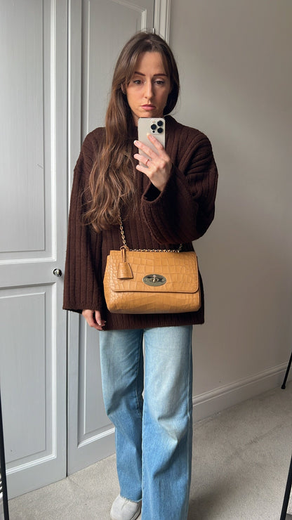 Mulberry Biscuit Brown Croc Medium Lily