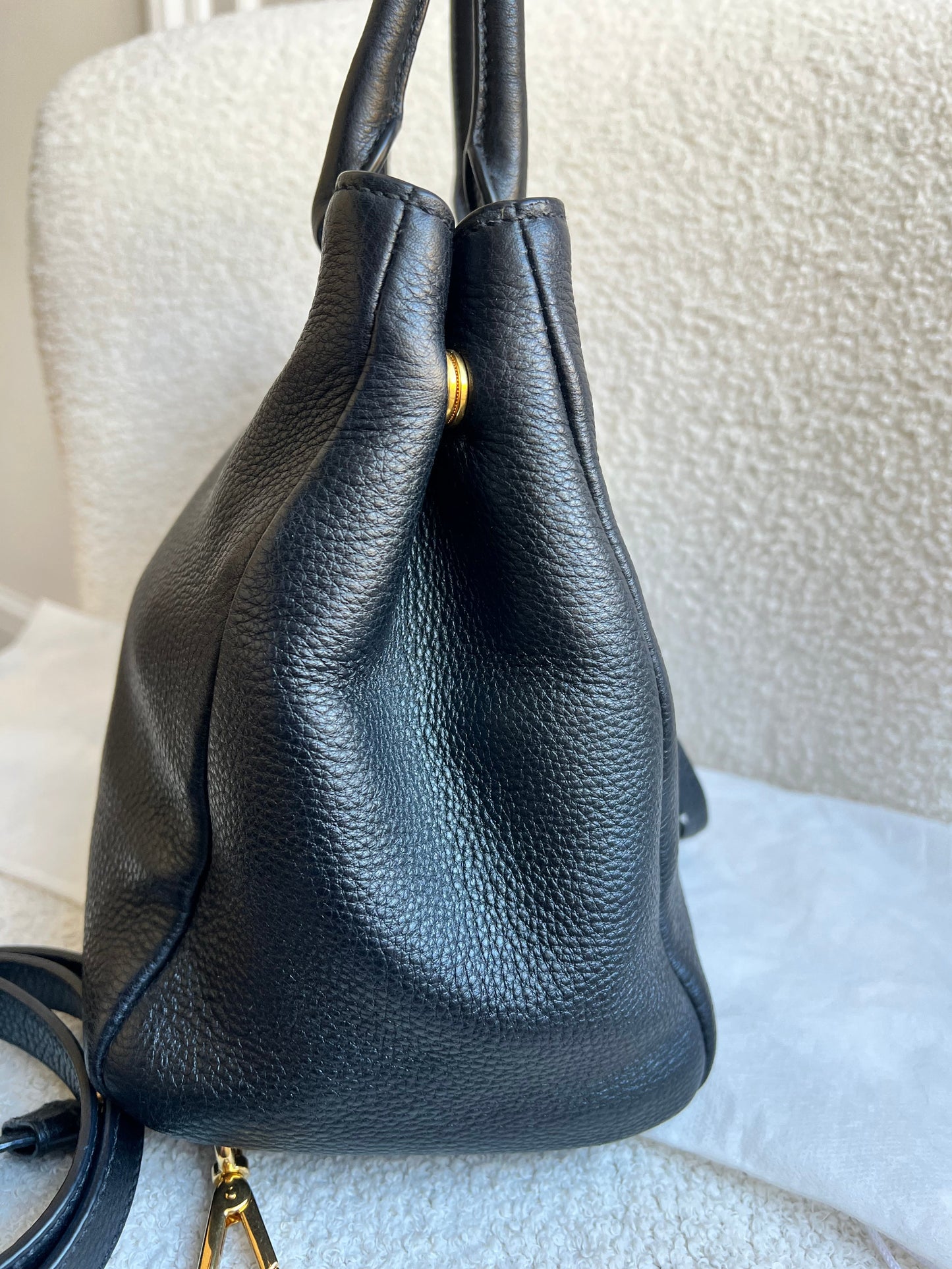 Prada Black Vitello Daino Tote