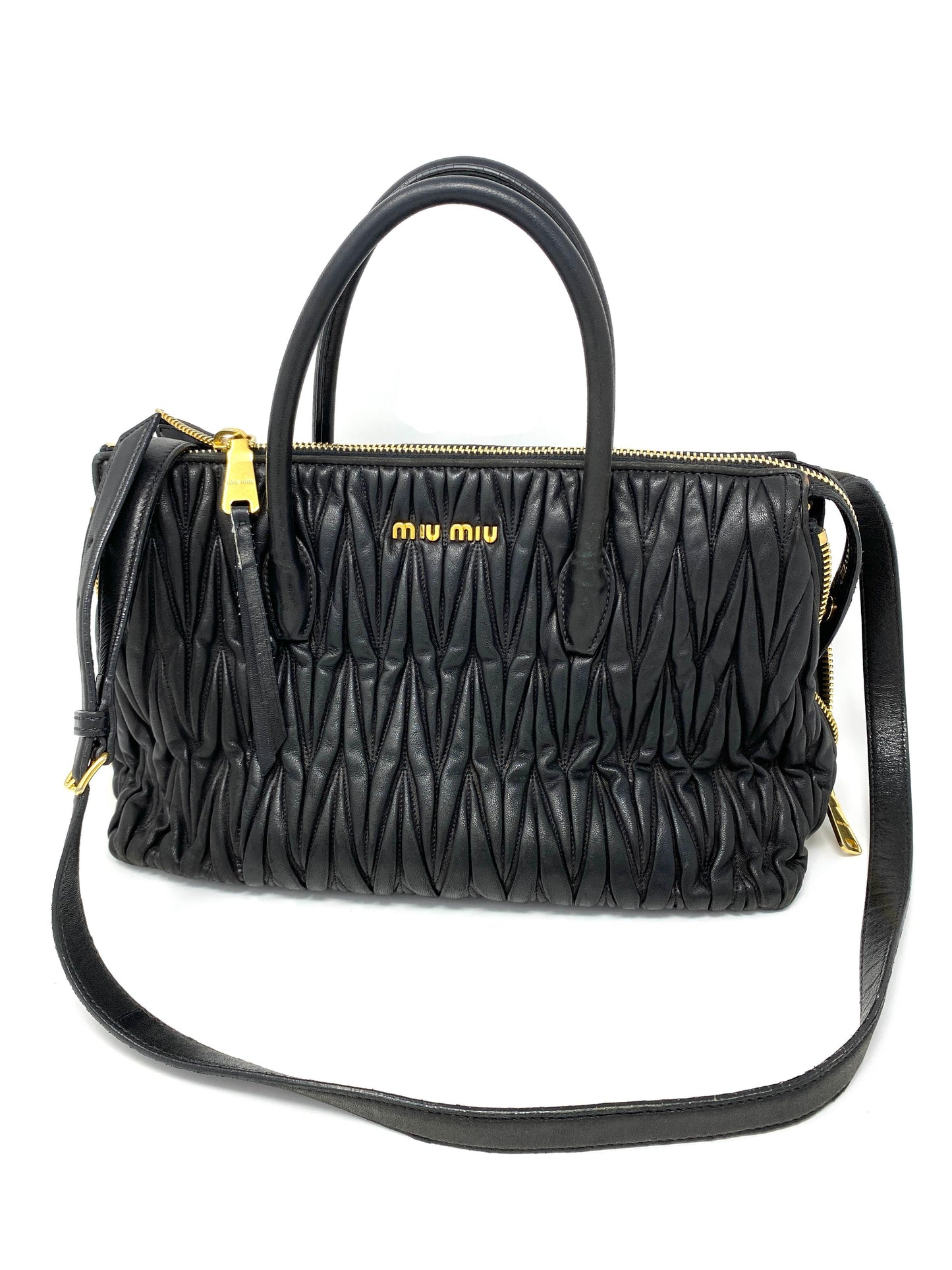 Miu Miu Matelassé Nappa Tote Black