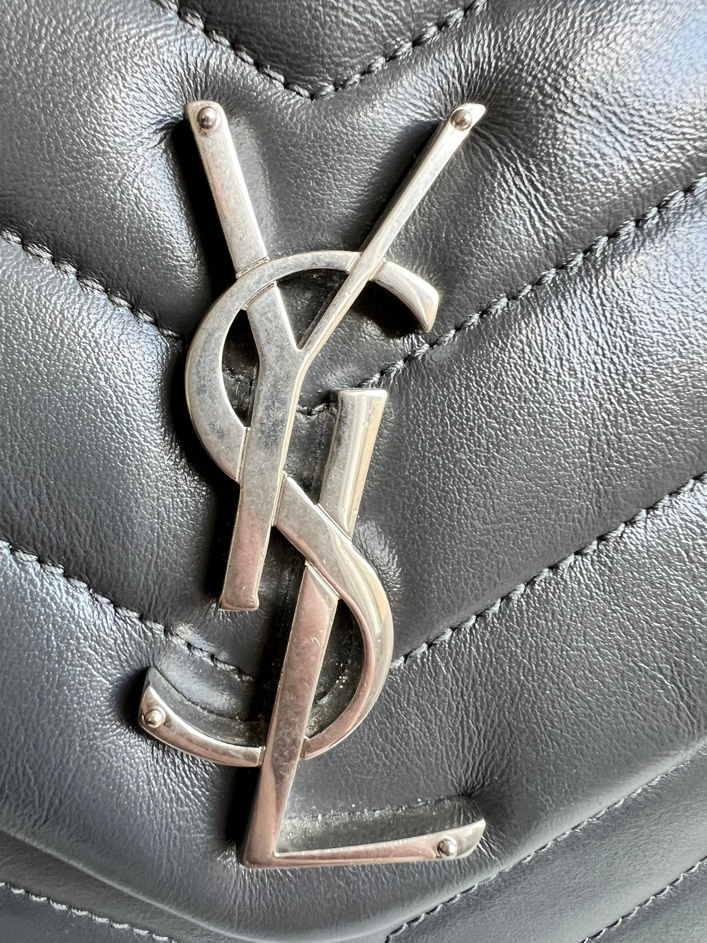Yves Saint Laurent (YSL) Medium Grey Lou Lou Silver Hardware