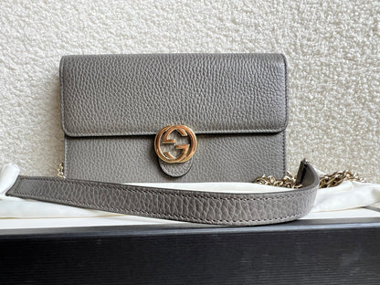 Gucci Dollar Grey Interlocking Chain Wallet