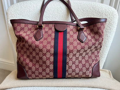 Gucci Burgundy Ophidia GG Supreme Medium Tote